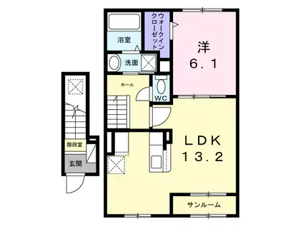 マ・メゾンIV(1LDK/2階)の間取り写真