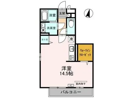 フローラB棟(ワンルーム/2階)の間取り写真