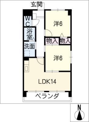 メゾンドフォンテーヌ(2LDK/4階)の間取り写真