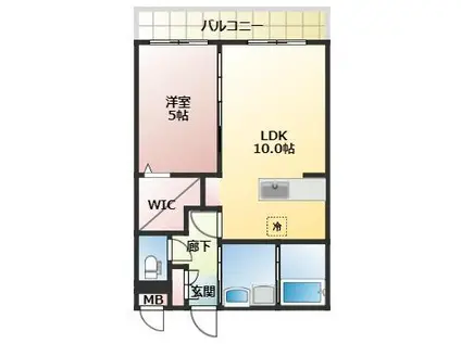 INFINITY(1LDK/2階)の間取り写真