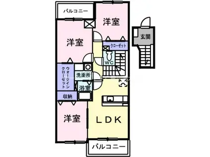 レガリア東名(3LDK/4階)の間取り写真