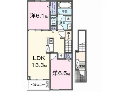 グラン・アーブルVIII(2LDK/2階)の間取り写真