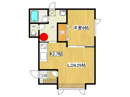 コーポラスマルミII(1LDK/2階)の間取り写真