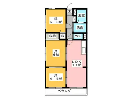 アビタシオン(3LDK/3階)の間取り写真