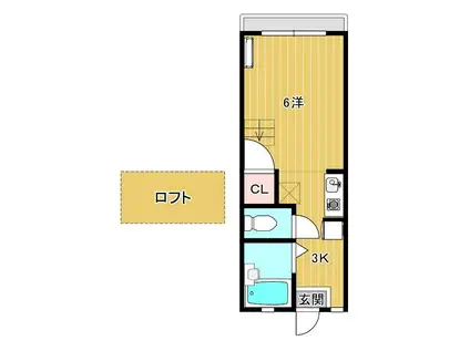 ハイツ山の田(1K/2階)の間取り写真