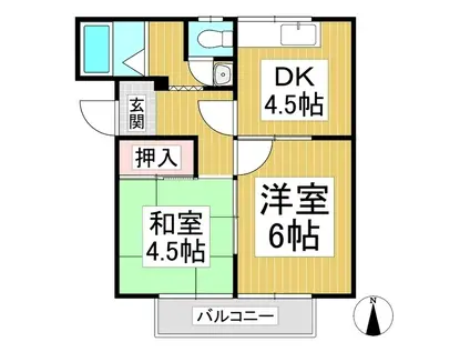 メゾンド湯河原(2DK/1階)の間取り写真