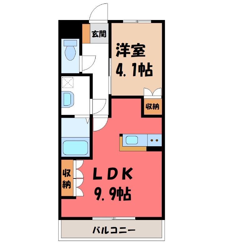 ルミナス・ウッド(1LDK/1階)の間取り写真