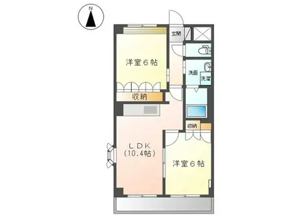 サン・ソレイユ西条弐番館(2LDK/2階)の間取り写真