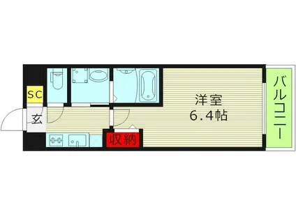 エルプエンテ緑橋(1K/3階)の間取り写真