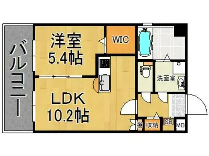 ヴェル・フルール(1LDK/4階)の間取り写真