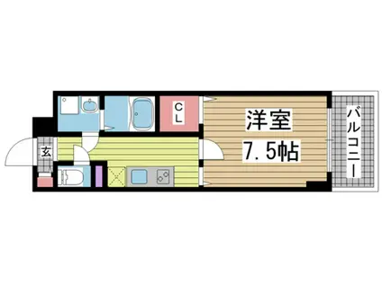 アシストみなと元町(1K/12階)の間取り写真