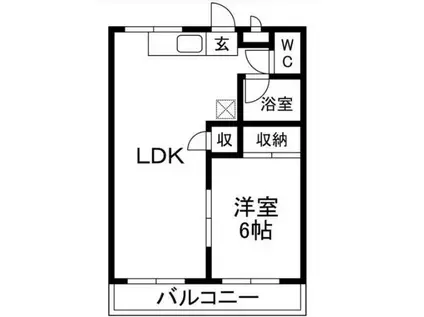 モギハイツ C(1LDK/2階)の間取り写真