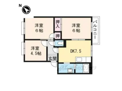 シティパレス南(3DK/2階)の間取り写真