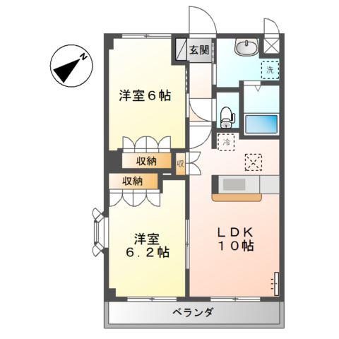 G-STAGE四国中央 弐番館(2LDK/1階)の間取り写真