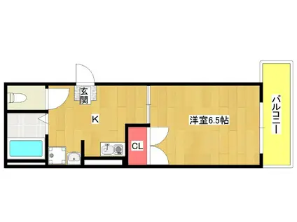 新港ハイツ(1DK/2階)の間取り写真