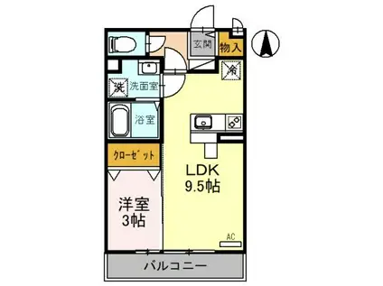 ロイヤルガーデン砺波 A(1LDK/2階)の間取り写真