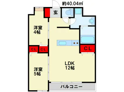 THE GRANDE HILLS(2LDK/8階)の間取り写真