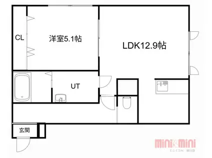 オレンジ ストリーム(1LDK/1階)の間取り写真