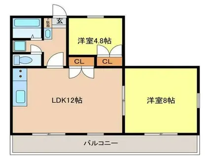 コンパスローズ白浜(2LDK/3階)の間取り写真