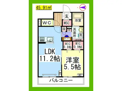 AF ラトゥール南橋本(1LDK/1階)の間取り写真