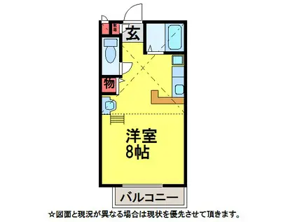 ベルメゾン伍番館(ワンルーム/1階)の間取り写真