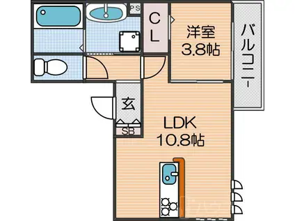 SALLY GARDEN(1LDK/1階)の間取り写真