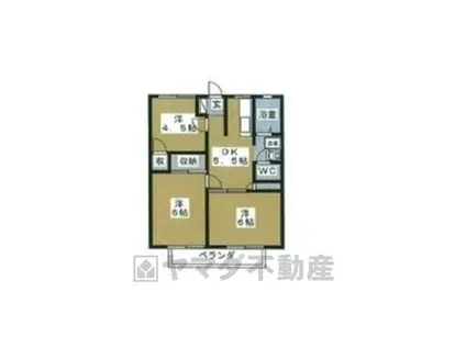 フラワーハイツ(3DK/2階)の間取り写真