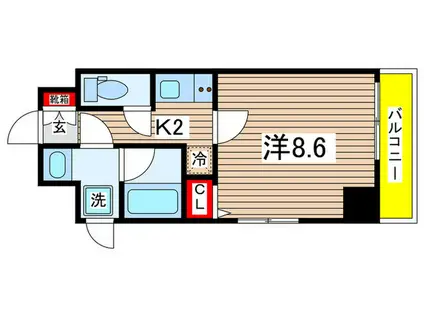BLESS RESIDENCE OGIBASHI(1K/4階)の間取り写真