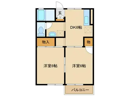 ビューラ東(2DK/2階)の間取り写真