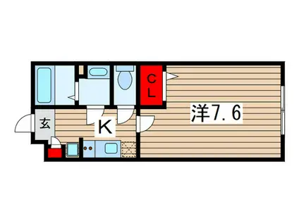 ソレイユ稲毛(1K/1階)の間取り写真