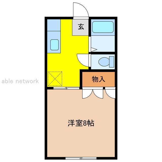 ドミール欧城Ⅱ(1K/2階)の間取り写真
