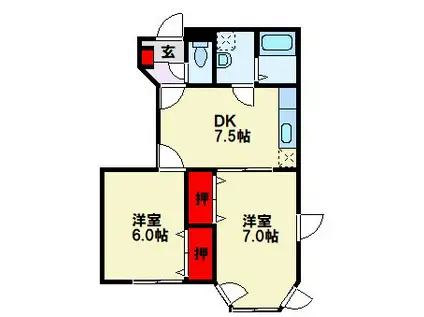 マ・メゾン鷺田A棟(2DK/1階)の間取り写真