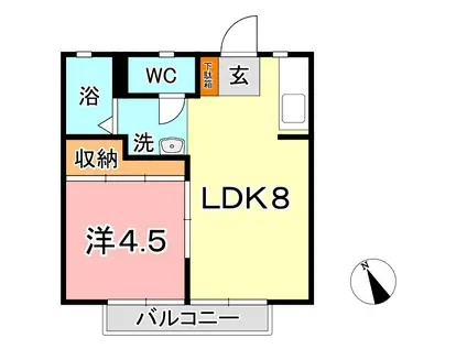 AKASAKI APARTMENT(1LDK/2階)の間取り写真