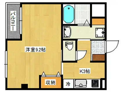 ル・グランドゥール中尾(1K/3階)の間取り写真