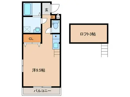 国府レインボーハイツII(ワンルーム/2階)の間取り写真