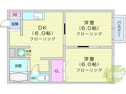ATコート(2DK/2階)の間取り写真