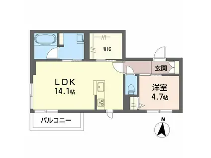 シャーメゾン 桜の杜テラス(1LDK/1階)の間取り写真
