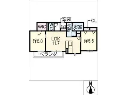 フォレストガーデンB棟(2LDK/2階)の間取り写真