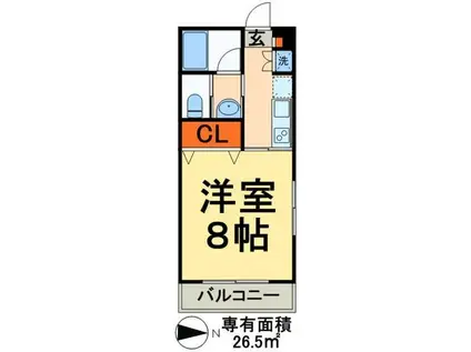 アムールグルエ(1K/2階)の間取り写真