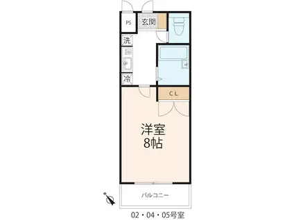 エスポワールNAKAJIMA(1K/2階)の間取り写真