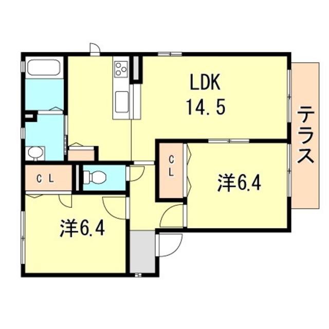 パールビューA棟(2LDK/2階)の間取り写真