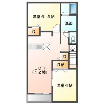 ユートピア ナミ(2LDK/2階)の間取り写真