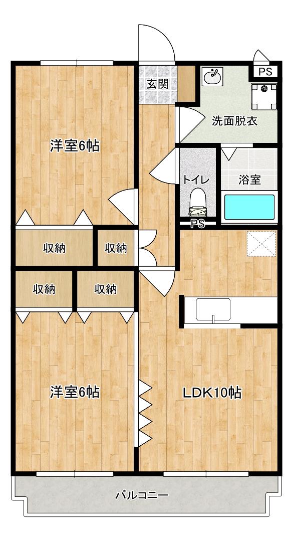 CFハイツVI(2LDK/3階)の間取り写真