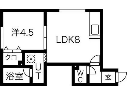 サークルI澄川B棟(1LDK/2階)の間取り写真