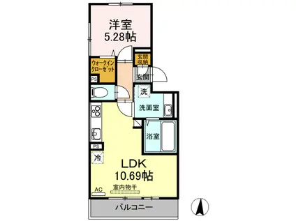 クリークレイン南高江(1LDK/3階)の間取り写真