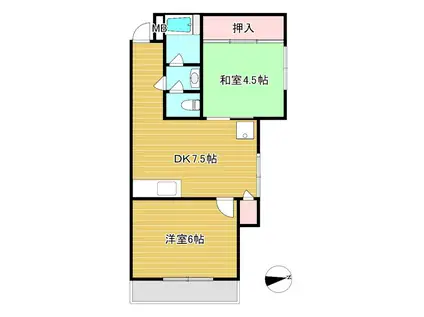 ニューライフ(2DK/1階)の間取り写真