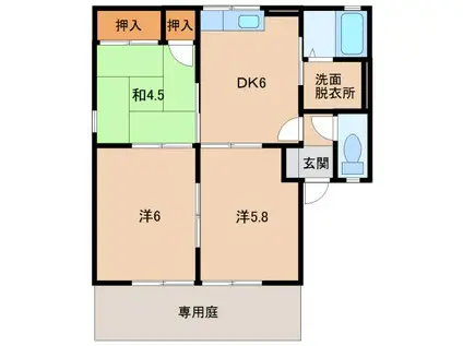 アペックスハイム(3DK/1階)の間取り写真