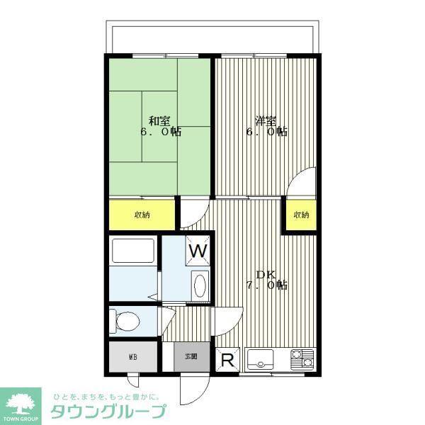 ヒールドビル(2DK/3階)の間取り写真