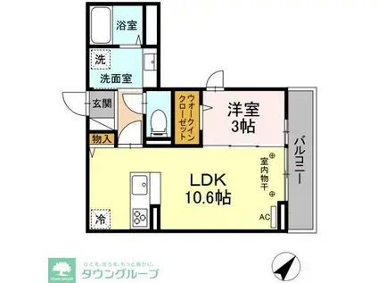 グランディール(1LDK/2階)の間取り写真