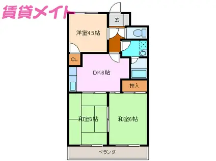 メゾン志氏野(3DK/4階)の間取り写真